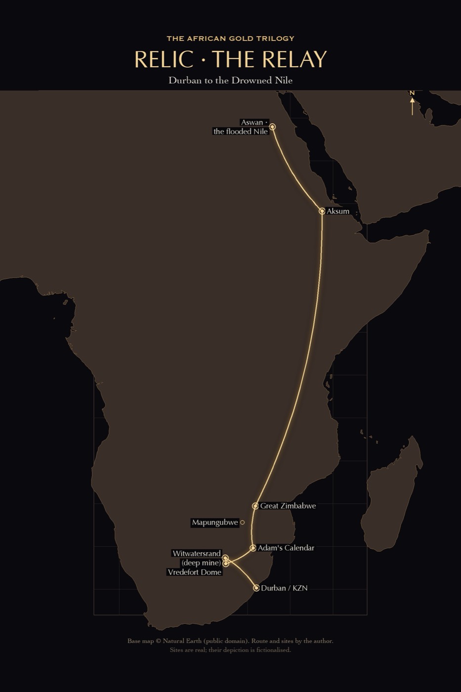 Map: the journey of RELIC across the real ancient sites of Africa.