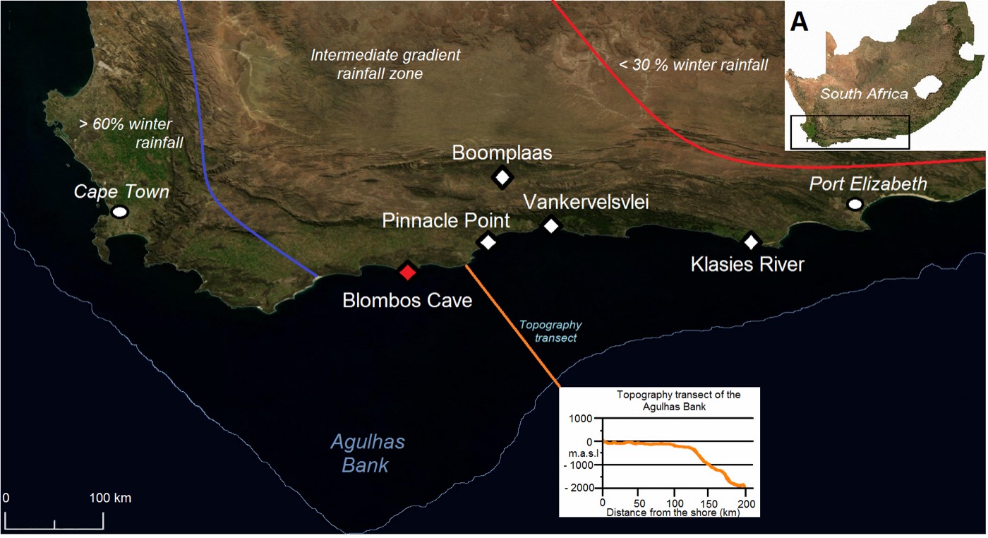 Blombos country — home of the ~73,000-year-old ochre cross-hatch, the oldest known drawing on this coast.