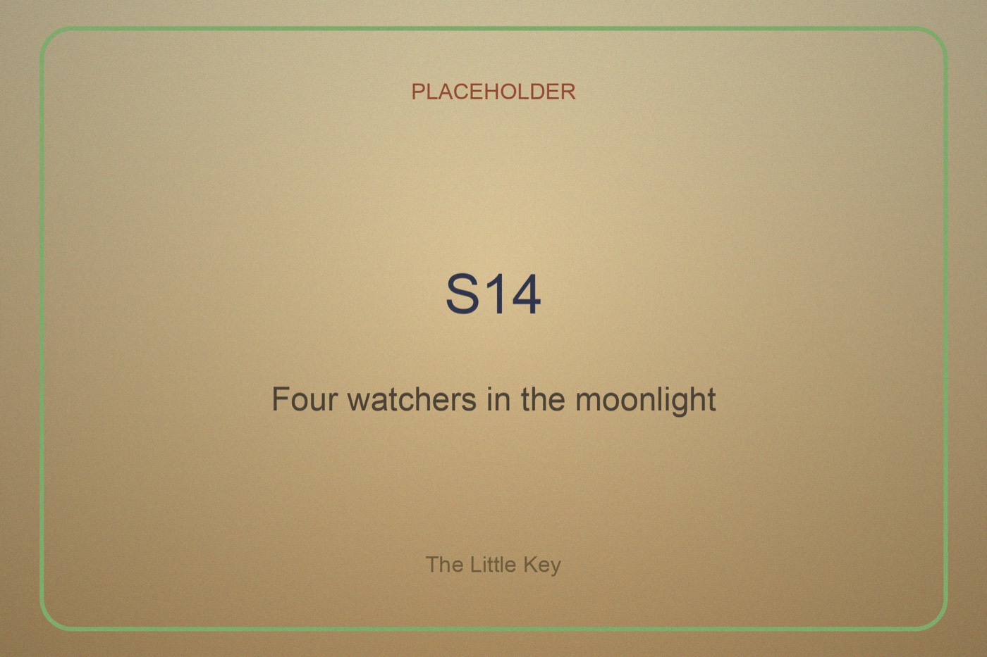 Closing image. The girl asleep at night, the brass key on its red thread around her neck, four tiny creatures keeping watch on the moonlit windowsill, the little badger awake on her pillow — free, chosen, and staying.