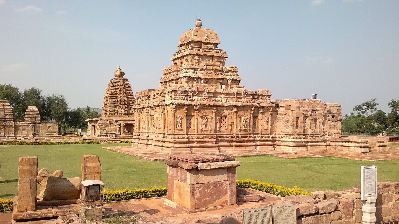 The Virupaksha temple at Pattadakal — the Chalukya parent whose design the Kailasa restates at double scale.